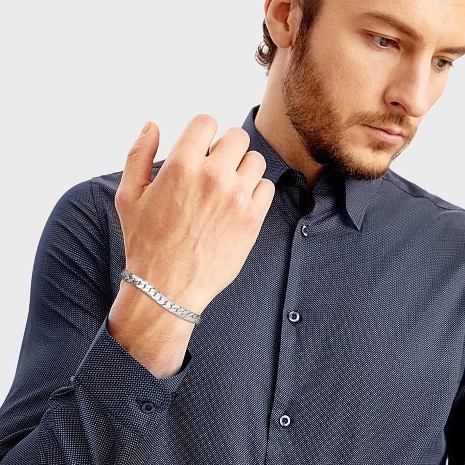 Flat Cuban Chain Bracelets,Stainless Steel