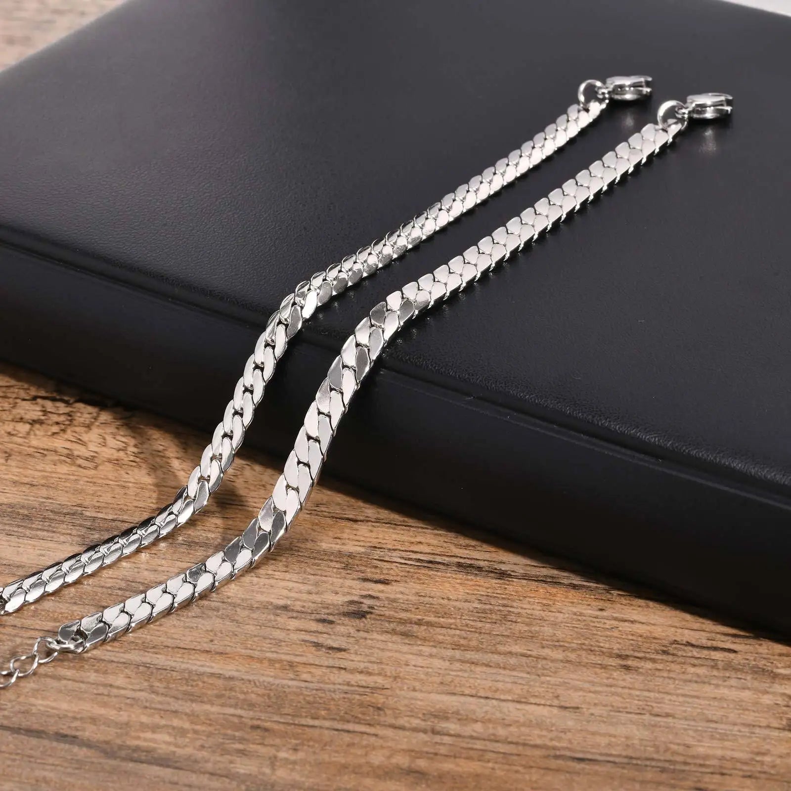 Flat Cuban Chain Bracelets,Stainless Steel