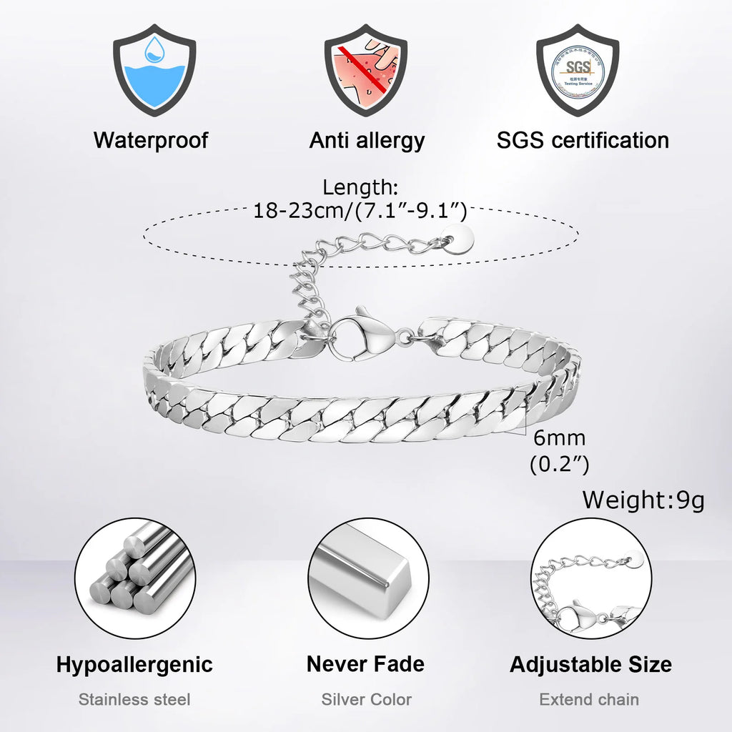 Vnox  Cuban Chain Bracelets, Stainless Steel